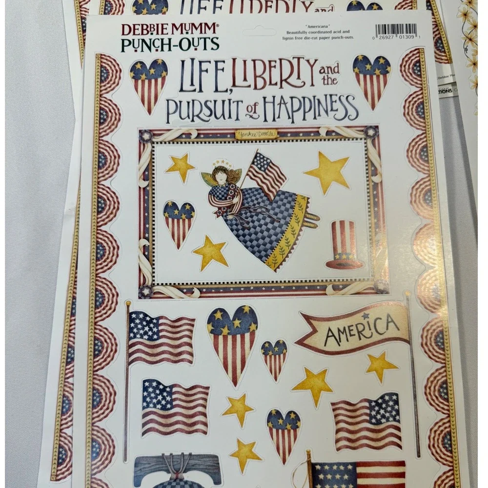 Debbie Mumm Punch-Outs Americana Easter Scrapbook Die Cut Paper 6 Sheets New